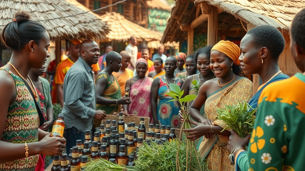 Local market selling agribusiness essential oils products in Uganda
