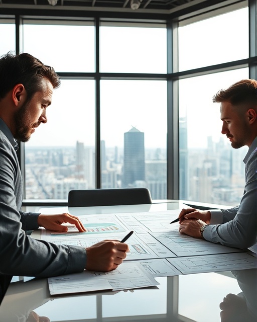 vision planning, focused expression, mapping out strategies, photorealistic, in a modern boardroom with large glass windows, highly detailed, cityscape visible in the background, sleek metallic tones, bright natural daylight, shot with a 35mm lens.